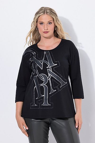 Ulla Popken T-Shirt Shirt Buchstaben Oversized Rundhals 3/4-Arm günstig online kaufen