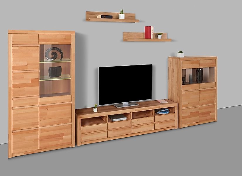 Home affaire Wohnwand "Silkeborg", (Set, 5 St.), teilmassiv mit schöner, gr günstig online kaufen