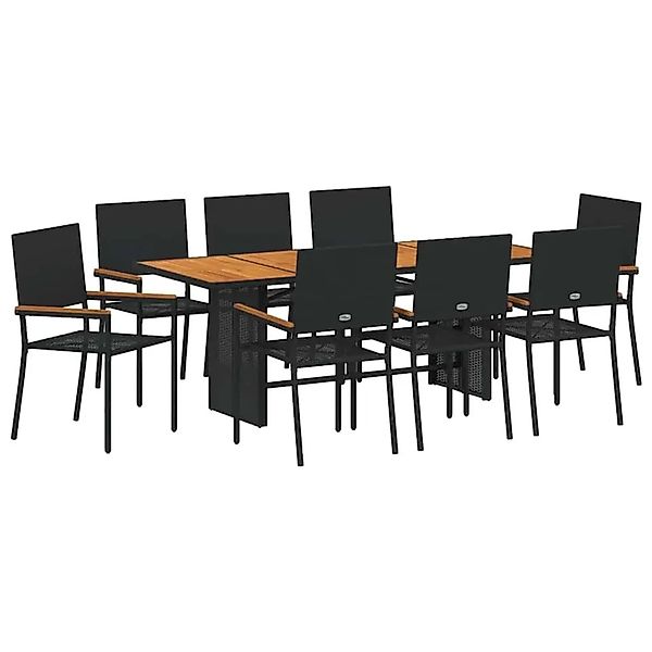 vidaXL Garten Essgruppe 9-Tlg Schwarz und Braun Poly-Rattan 3365432 günstig online kaufen