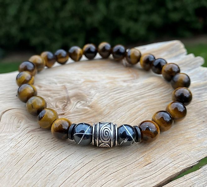 NAHLE Perlenarmband Naturstein Tigerauge Armband Partnerarmband Freundschaf günstig online kaufen