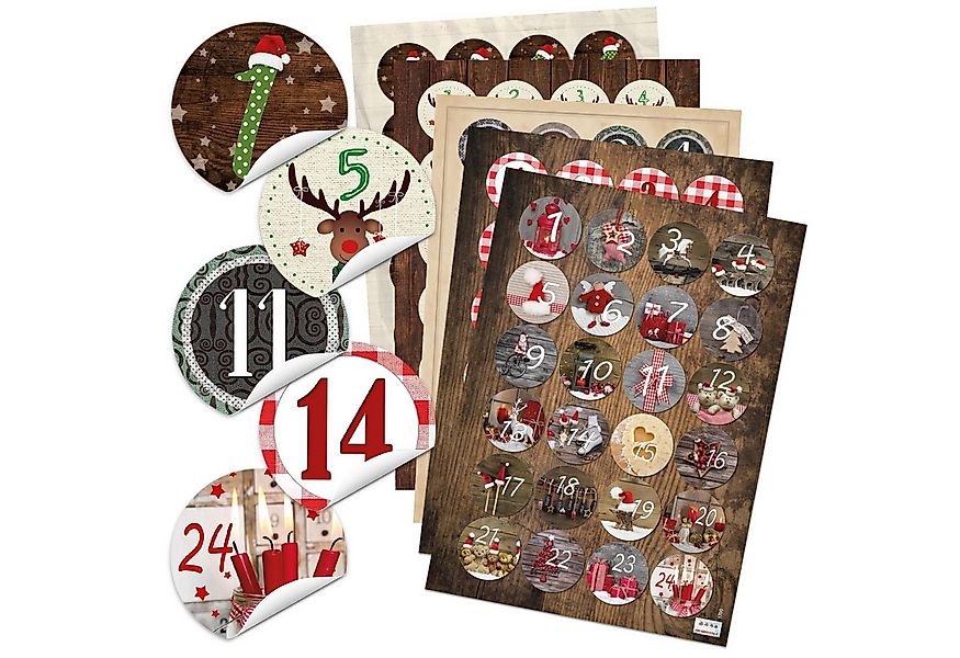 Logbuch-Verlag Dekofigur Adventskalenderzahlen Aufkleber Set mit 5 x 24 Zah günstig online kaufen
