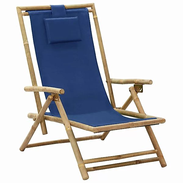 Verstellbarer Relaxstuhl Marineblau Bambus Und Stoff günstig online kaufen