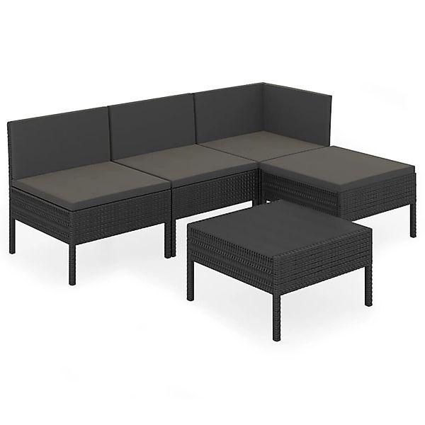 vidaXL 5-tlg Garten-Lounge-Set mit Auflagen Poly Rattan Schwarz Modell 26 günstig online kaufen