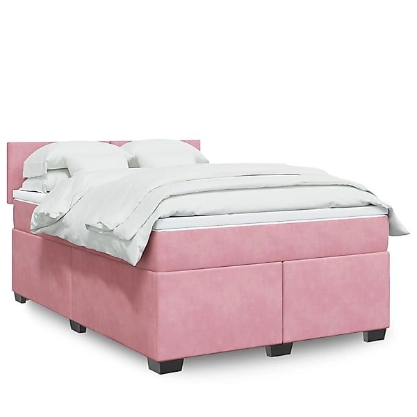 vidaXL Boxspringbett mit Matratze Rosa 140x200 cm Samt 3288629 günstig online kaufen