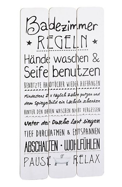 Spetebo Dekoobjekt Plankenschild Badezimmer Regeln - 60 cm (Stück, 1 St., B günstig online kaufen