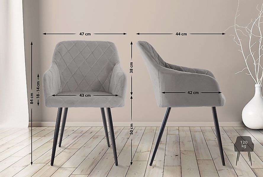 CLP Küchenstuhl Shila (4er Set), Metall, günstig online kaufen