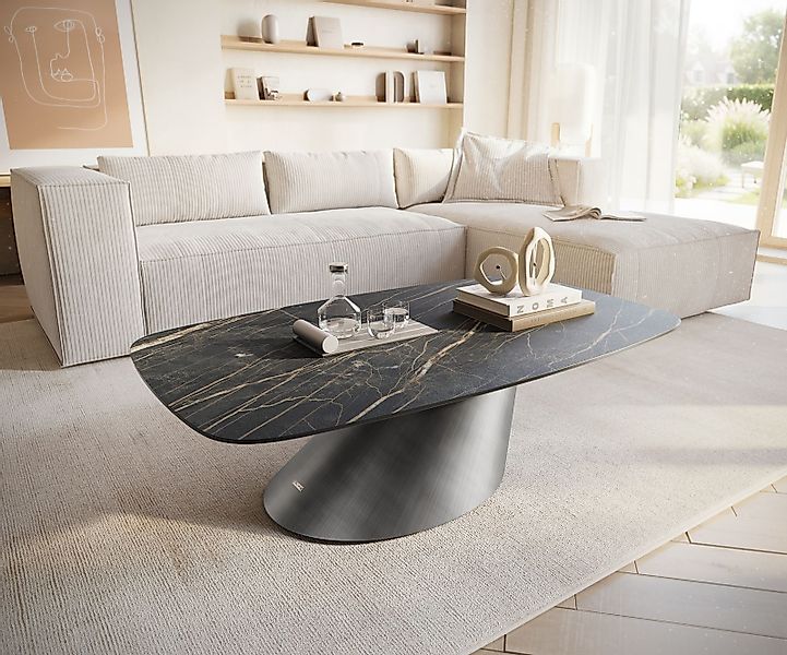 Couchtisch Edge Boot 120x70 cm Keramik Laminam® Noir Desir Braun Conis Meta günstig online kaufen