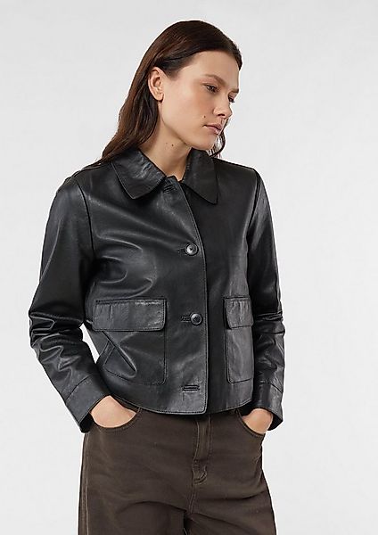 comma Funktionsjacke Indoor-Jacke Jacke aus Echtleder mit aufgesetzten Tasc günstig online kaufen