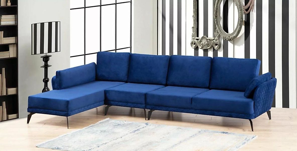 JVmoebel Ecksofa Ecksofa Polsterung Couch Textil L-Form Modern Blau Neu, Ma günstig online kaufen
