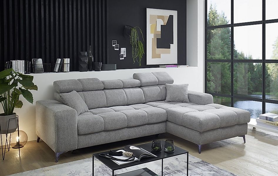 ED EXCITING DESIGN Ecksofa "Sydney L-Form mit Bettfunktion, Bettkasten, Kop günstig online kaufen
