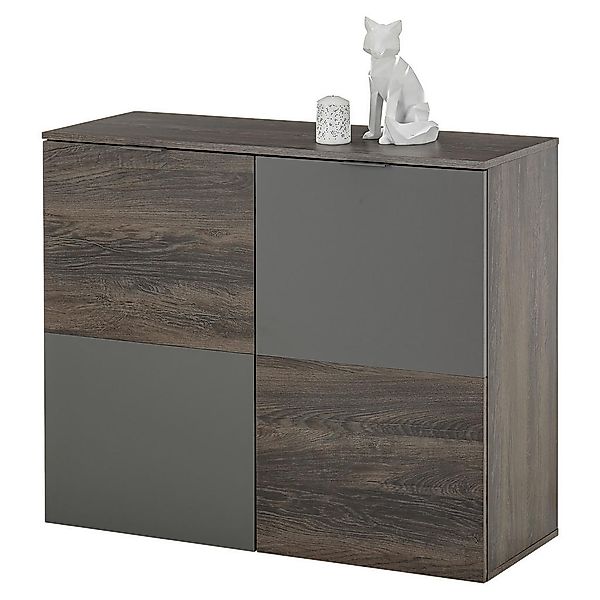 Kommode Cremona Rima Oak Nachbildung dunkelgrau B/H/T: ca. 100x84x36 cm günstig online kaufen