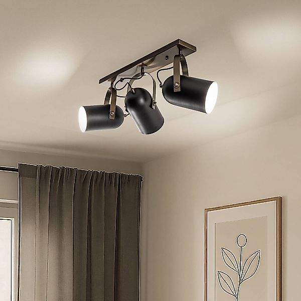 Deckenleuchte Esra, schwarz, Länge 45 cm, Metall, 3-flammig günstig online kaufen