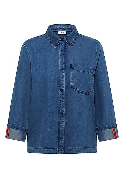 CECIL Klassische Bluse Washed Denim Look Blouse günstig online kaufen
