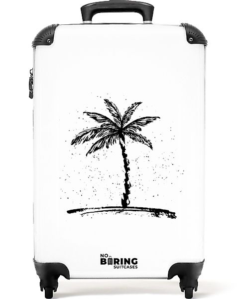 NoBoringSuitcases.com© Hartschalen-Trolley Weiß mit schwarzer Palme günstig online kaufen