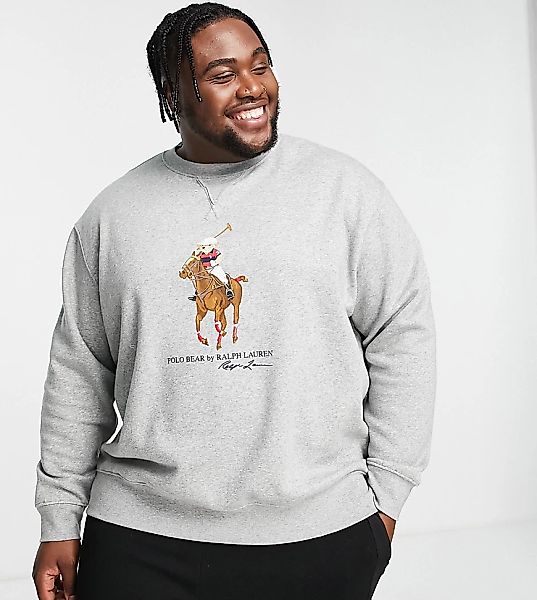 Polo Ralph Lauren Big & Tall – Sweatshirt in Grau meliert mit aufgedrucktem günstig online kaufen