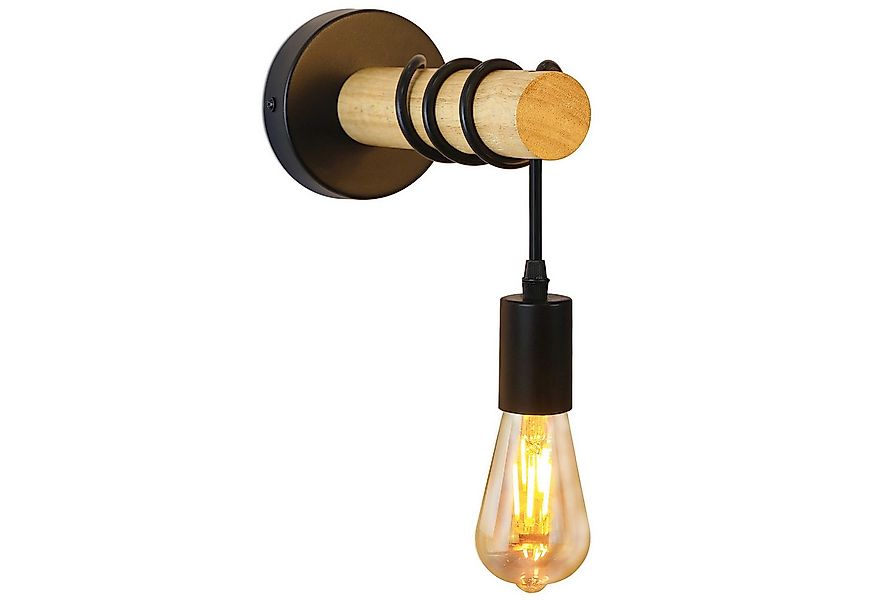 Nettlife Wandleuchte Wandleuchte aus Holz und Metall mit Kabel 1xE27, ohne günstig online kaufen