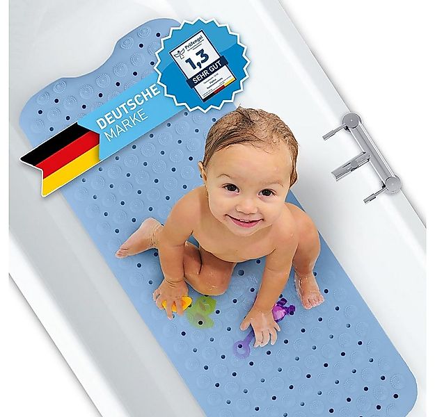 FLIPLINE® Badematte 100x40cm hellblau, 1x Badematte, TPE, sicherer Halt Bad günstig online kaufen