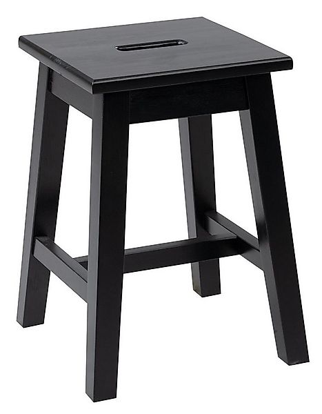 Home4You Sitzhocker, Schwarz, Lackiert, Kiefernholz massiv, mit Mittelstreb günstig online kaufen