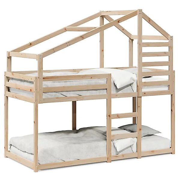 vidaXL Etagenbett mit Dach 75x190 cm Massivholz Kiefer 3281967 günstig online kaufen