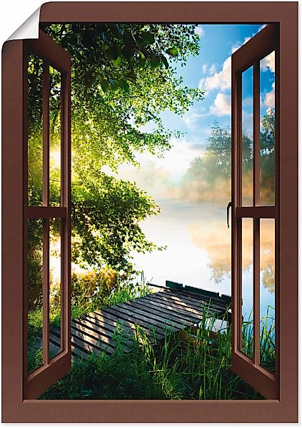 Artland Wandbild "Fensterblick Angelsteg am Fluss", Fensterblick, (1 St.), günstig online kaufen