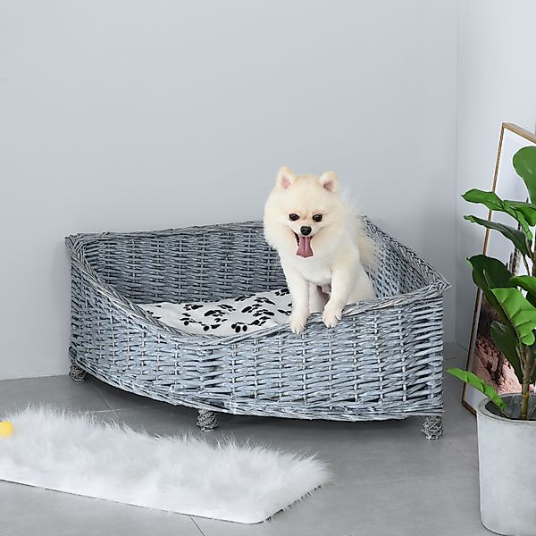 PawHut Hundesofa Rattan Haustierbett für kleine Hunde & Katzen, Eck-Design günstig online kaufen
