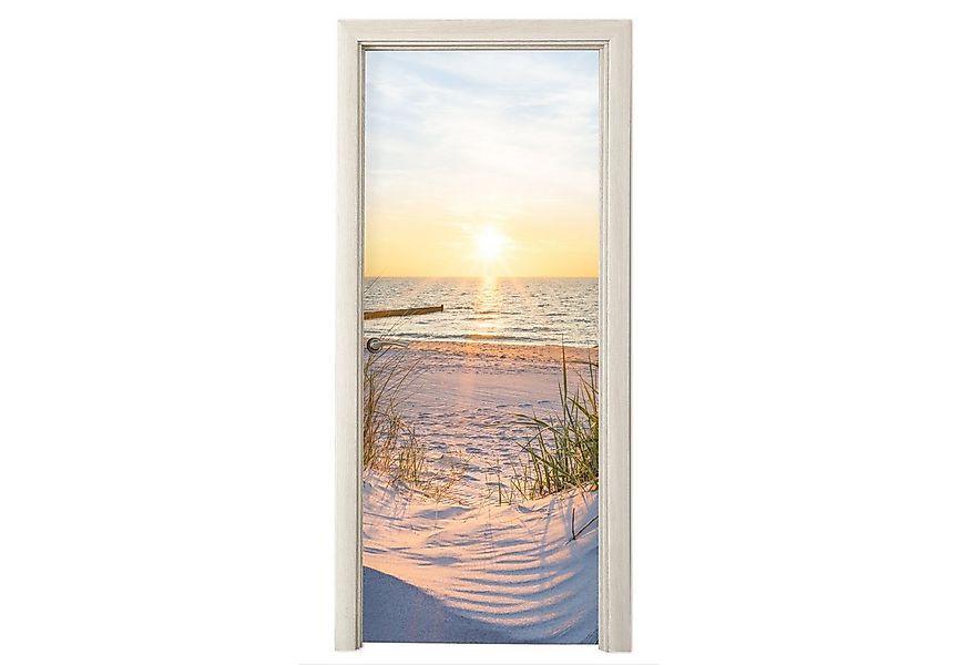 MuchoWow Türtapete Strand - Sonne - Düne - Gras - Sand - Horizont, Matt, be günstig online kaufen