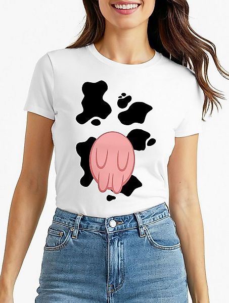 MoonWorks Print-Shirt Damen T-Shirt Kuh Kostüm Verkleidung Karneval Faschin günstig online kaufen