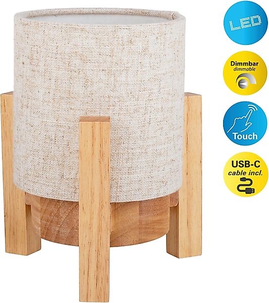 Näve LED-Leinen-Akkutischleuchte Madita Ø 16,2 cm x 19 cm günstig online kaufen