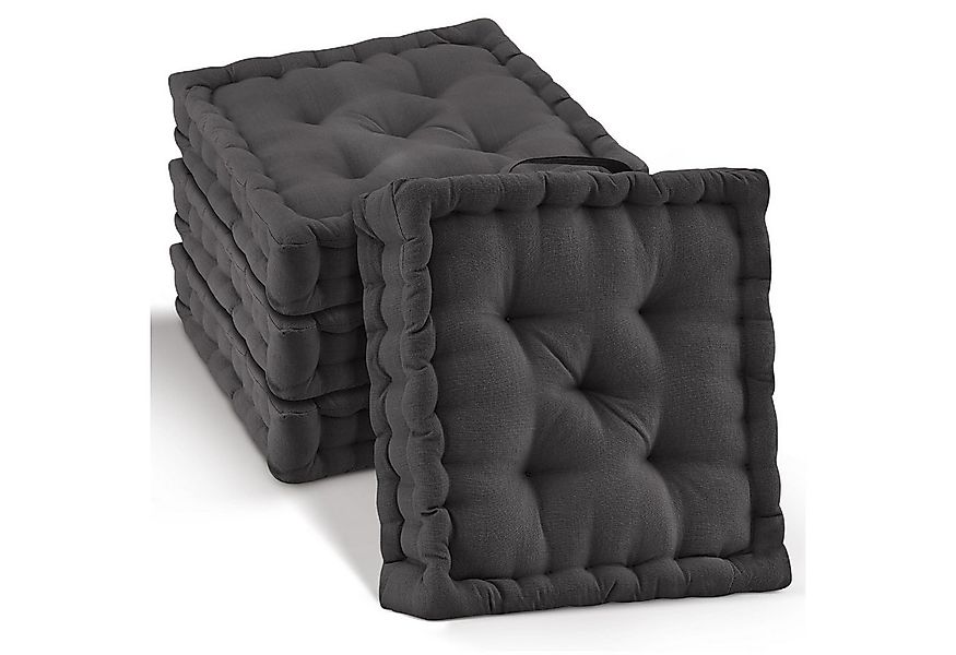 Beautissu Stuhlkissen 4er Set Bodenkissen Sitzkissen Mila, 40x40cm, Anthraz günstig online kaufen