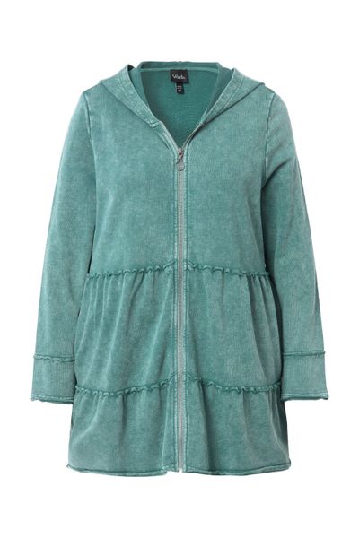 Ulla Popken Sweatjacke Long-Hoodiejacke Vintage-Look A-Linie günstig online kaufen