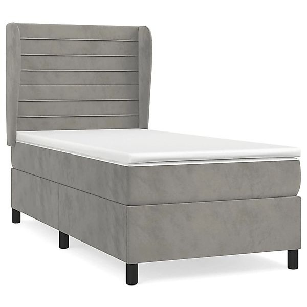 vidaXL Boxspringbett mit Matratze Hellgrau 100x200 cm Samt1396543 günstig online kaufen
