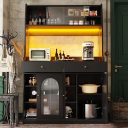 Flieks Küchenbuffet mit LED-Beleuchtung, Glas-Schiebetüren und günstig online kaufen