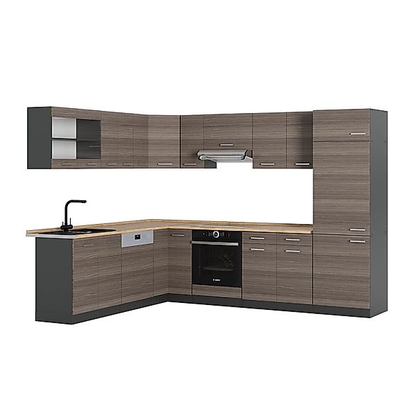 Vicco R-Line Eckküche Edelgrau/Anthrazit 227 x 287 cm AP Eiche günstig online kaufen