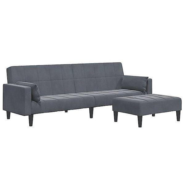 vidaXL Sofa Schlafsofa 2-Sitzer mit Fußhocker Dunkelgrau Samt günstig online kaufen