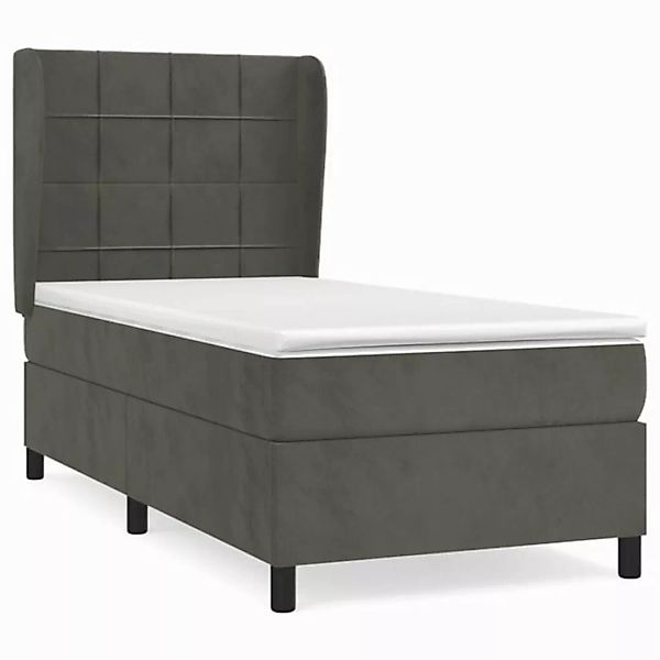 vidaXL Boxspringbett Boxspringbett mit Matratze Dunkelgrau 90x200 cm Samt B günstig online kaufen