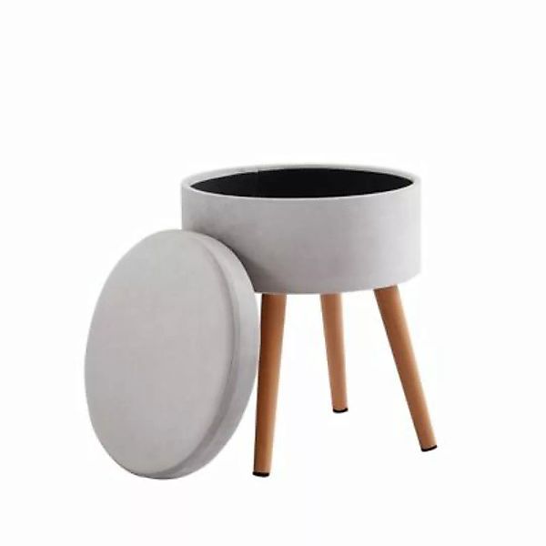 Zedelmaier Sitzhocker mit stauraum Runde(Leinen oder Samt)  mit Holzbein & günstig online kaufen