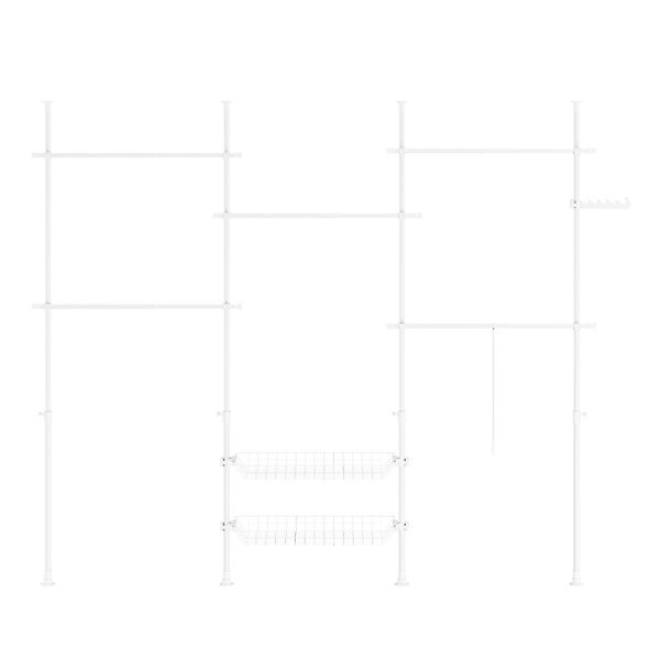 SoBuy Teleskop Kleiderständer mit 5 Kleiderstangen und 2 Körben Garderobens günstig online kaufen