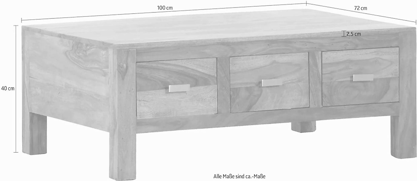 Gutmann Factory Couchtisch "Inka", mit 3 oder 4 Schubladen günstig online kaufen