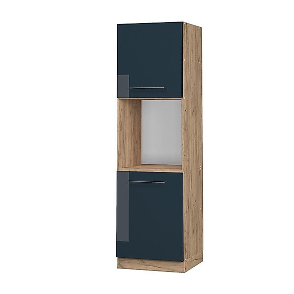 Vicco Herdumbauschrank Fame-Line, Dunkelblau Hochglanz/Goldkraft Eiche, günstig online kaufen