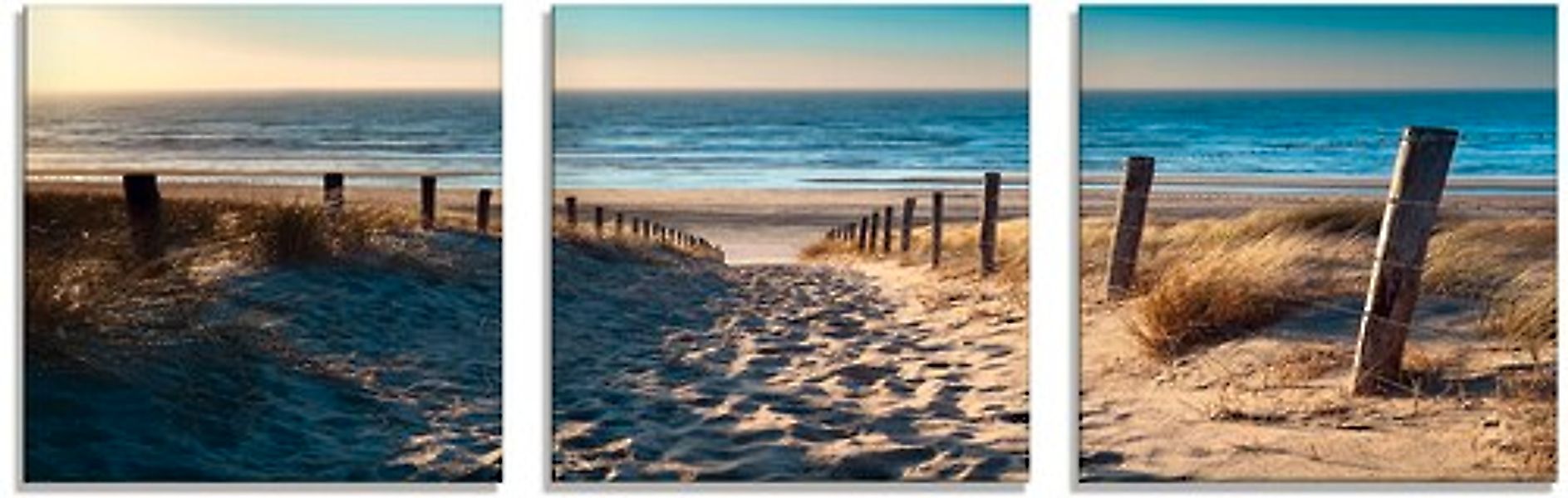 Artland Glasbild "Weg zum Nordseestrand Sonnenuntergang", Strand, (3 St.), günstig online kaufen