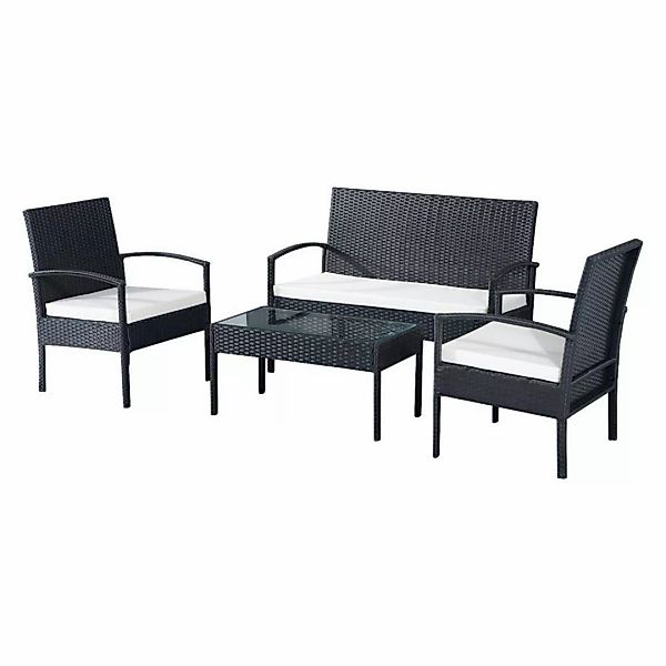 Outsunny Sitzgruppe schwarz Polyrattan günstig online kaufen