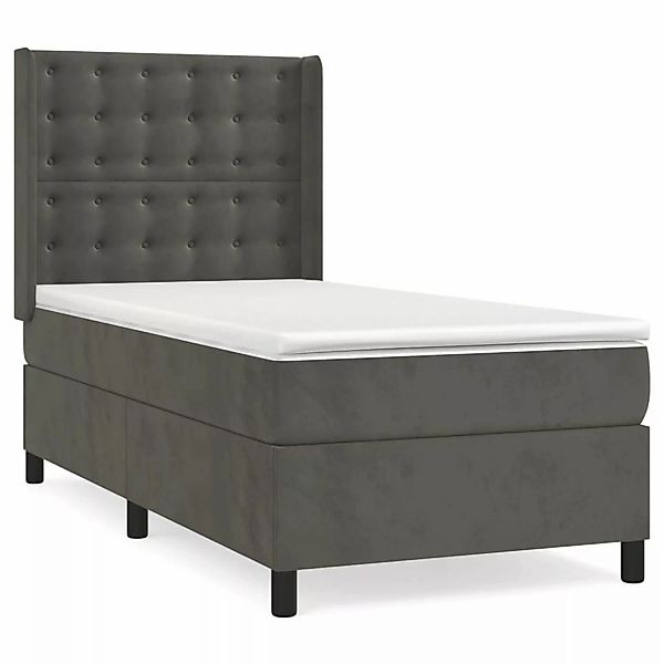 vidaXL Boxspringbett mit Matratze Dunkelgrau 100x200 cm Samt1386904 günstig online kaufen