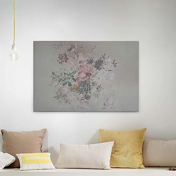 Bricoflor Vintage Leinwand Bild Mit Blumen Pastell Wandbild In Betonoptik I günstig online kaufen