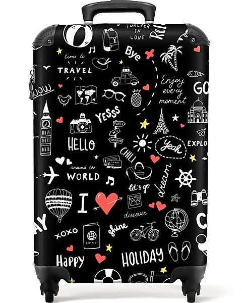 NoBoringSuitcases.com© Hartschalen-Trolley Muster - Gekritzel - Reisen - Ur günstig online kaufen