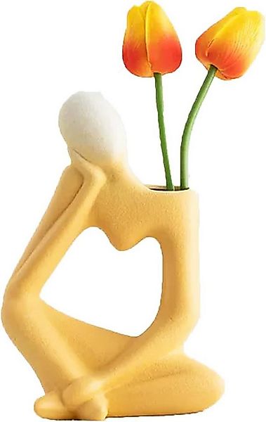 zggzerg Dekovase Keramik Vasen Deko Blumenvase Tischdeko Denker Modern Vase günstig online kaufen