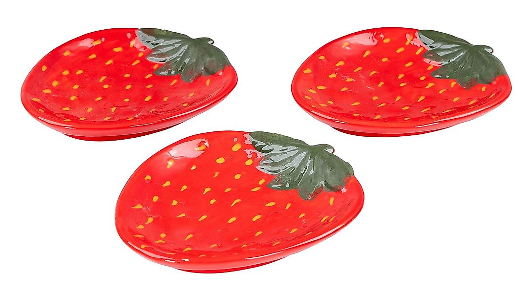 Levandeo® Dekoteller, 3er Set Teller Erdbeere günstig online kaufen
