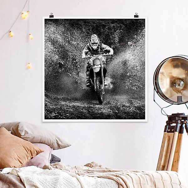 Poster - Quadrat Motocross im Schlamm günstig online kaufen