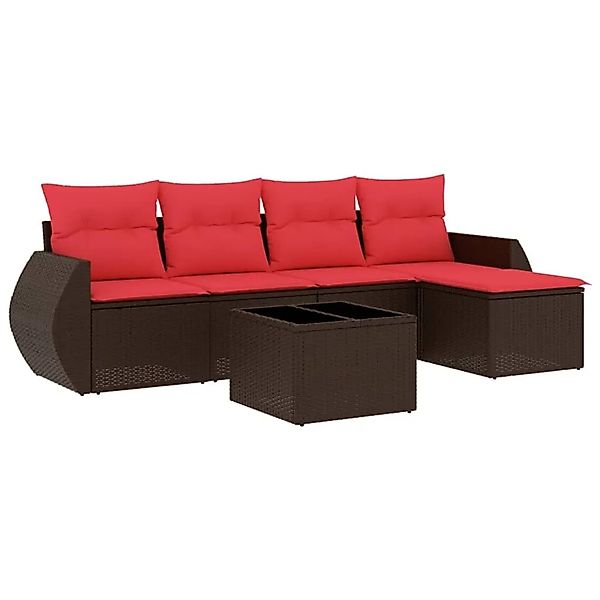 vidaXL 6-Tlg Gartensofa-Set mit Kissen Braun Polyrattan 3221303 günstig online kaufen
