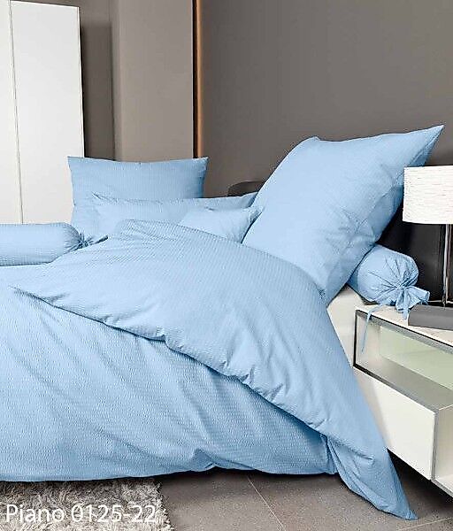 Janine Janine Mako-Soft-Seersucker Bettwäsche PIANO 0125 bleu Größe:  15x40 günstig online kaufen