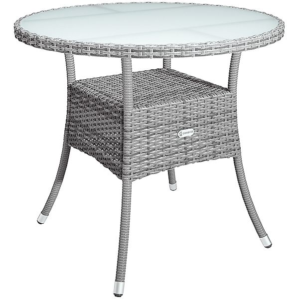 Polyrattan Tisch Grau Ø80cm günstig online kaufen